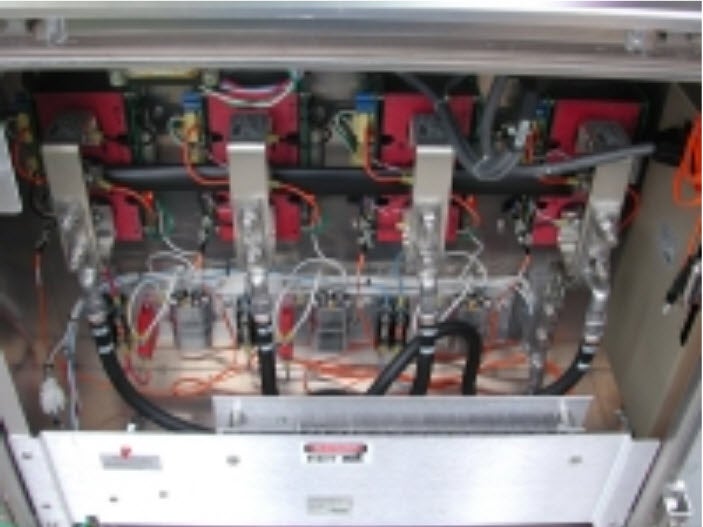 The guts of the substation injection equipment showing the SCR blocks.
